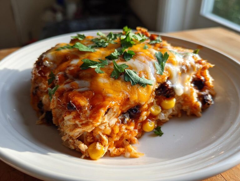 Crockpot Chicken Enchilada Casserole