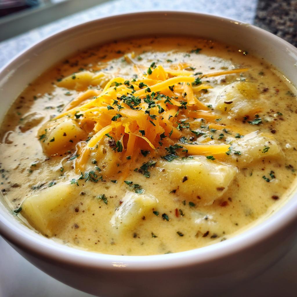 Hearty Cheddar Garlic Herb Potato Soup Recipe - detail 1