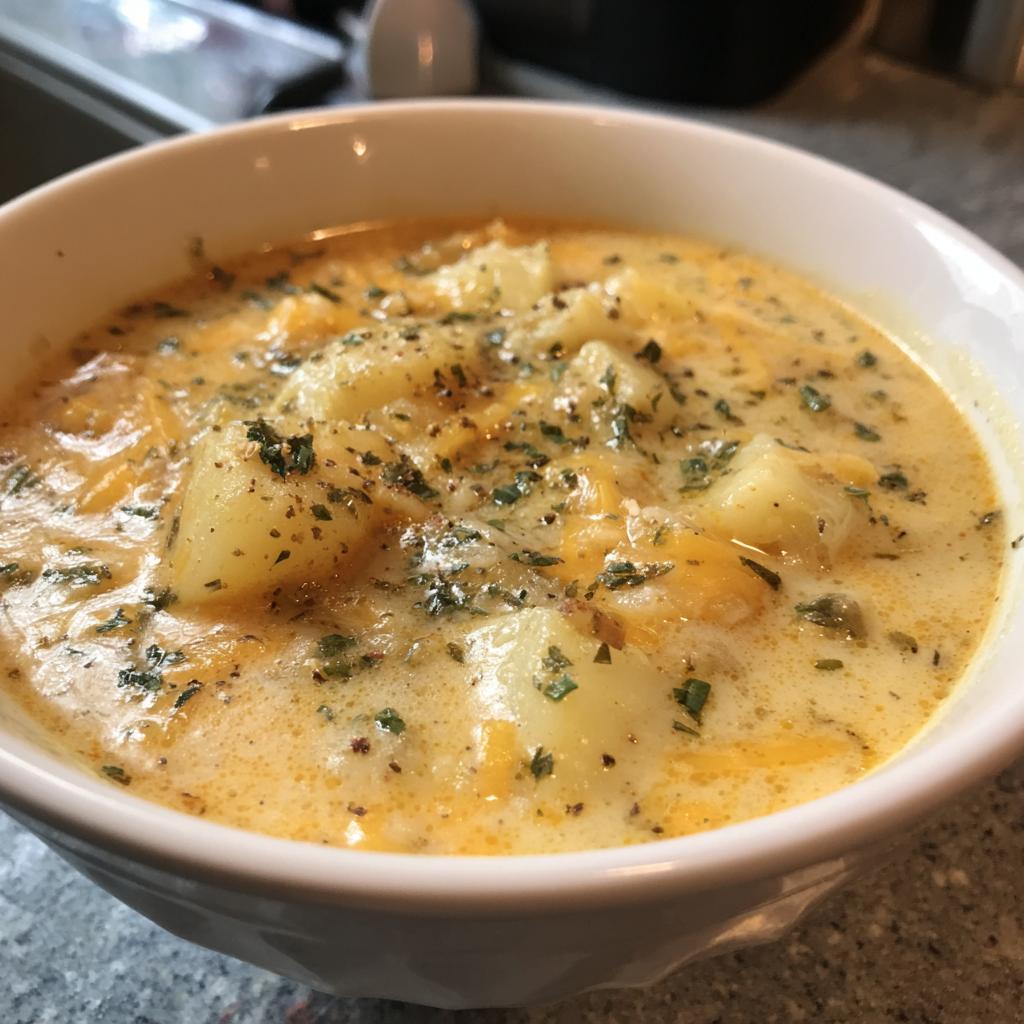 Hearty Cheddar Garlic Herb Potato Soup Recipe - detail 2
