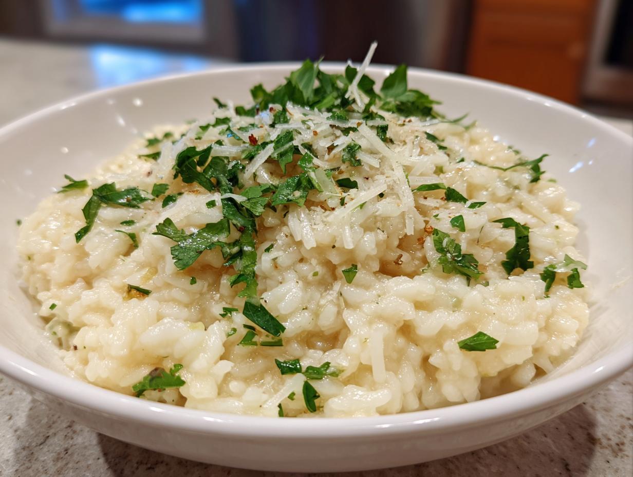 Slow Cooker Garlic Parmesan Risotto
