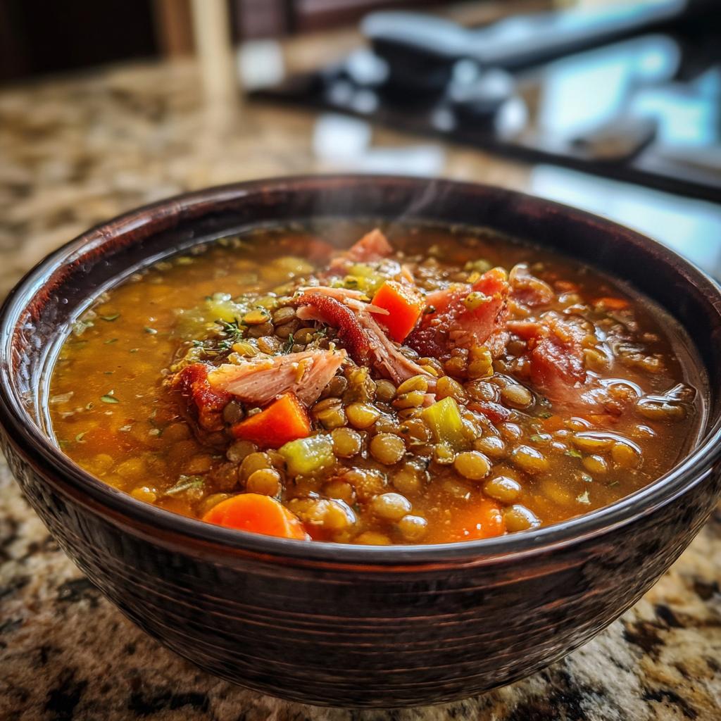 Slow Cooker Lentil and Ham Soup