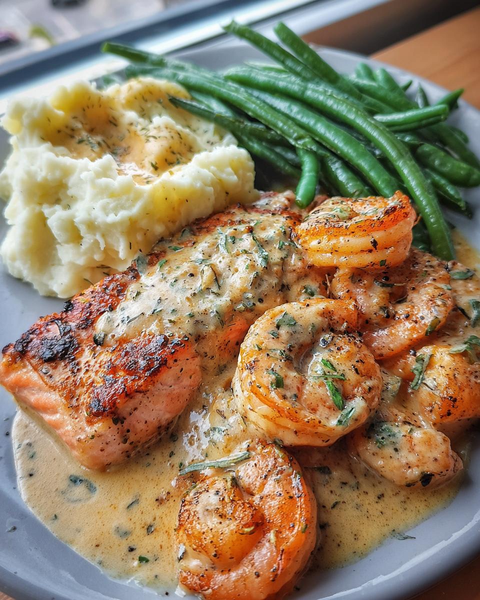 Impressive Cajun Shrimp Salmon: 1 Hour Magic 5 Cajun Shrimp and Salmon with Garlic Cream Sauce, Mashed Potatoes, and Green Beans: A Flavor-Packed Dinner to Impress - detail 1