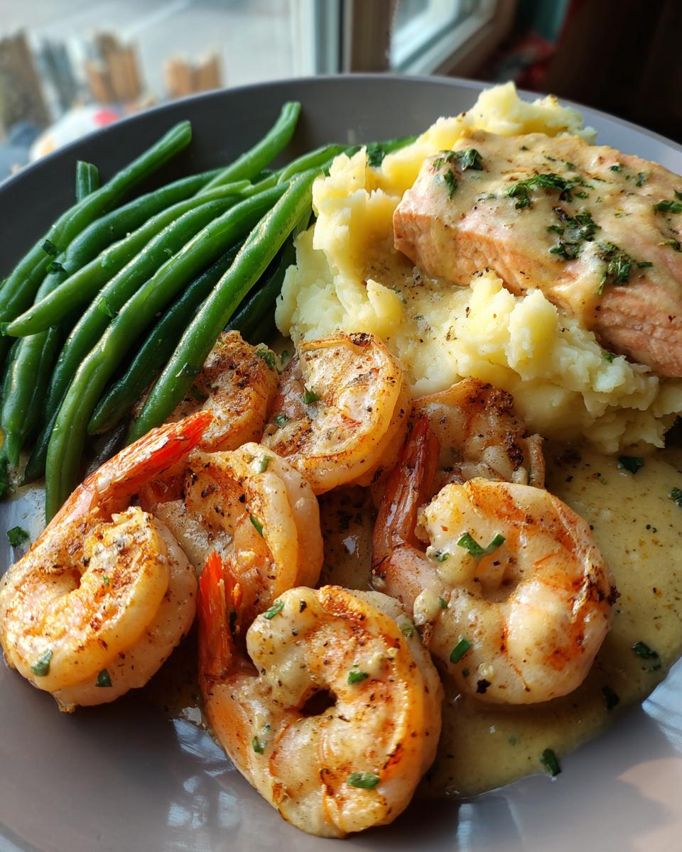 Impressive Cajun Shrimp Salmon: 1 Hour Magic 7 Cajun Shrimp and Salmon with Garlic Cream Sauce, Mashed Potatoes, and Green Beans: A Flavor-Packed Dinner to Impress - detail 3