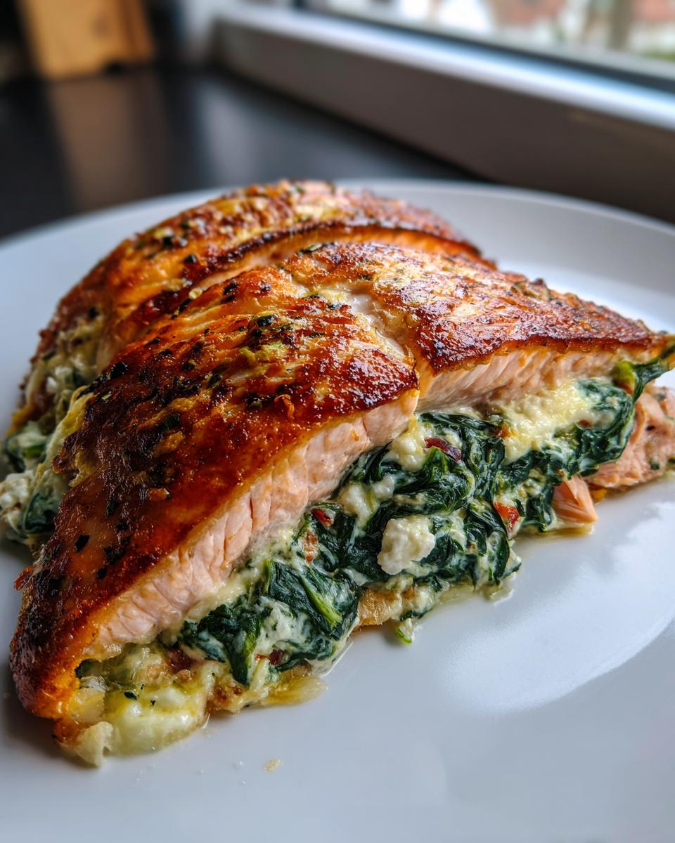 Amazing Stuffed Salmon With Spinach & Feta 15 Min 5 Stuffed Salmon With Spinach & Feta - detail 1