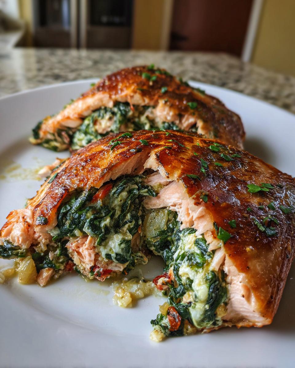 Amazing Stuffed Salmon With Spinach & Feta 15 Min 6 Stuffed Salmon With Spinach & Feta - detail 2