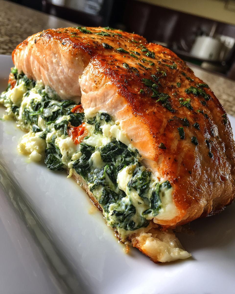 Amazing Stuffed Salmon With Spinach & Feta 15 Min 7 Stuffed Salmon With Spinach & Feta - detail 3