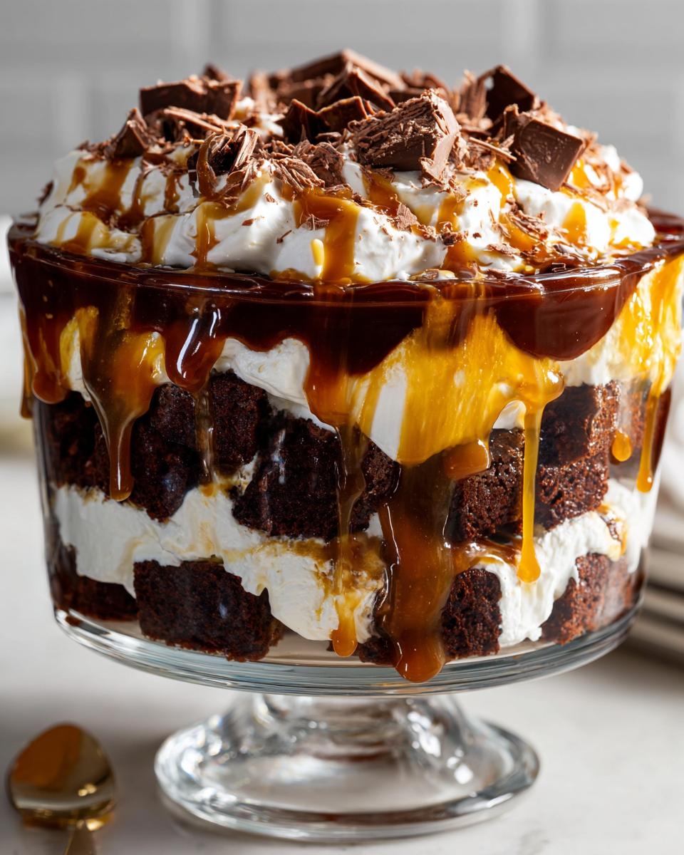 Caramel Cheesecake Brownie Trifle: 1 Amazing Dessert 5 Caramel Cheesecake Brownie Trifle Delight - detail 2