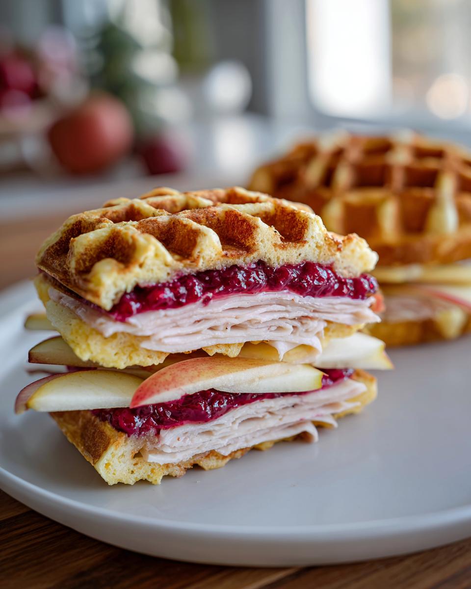 Delicious Lemon Waffle Sandwiches 3 Ways 5 Lemon Waffle Sandwiches with Maple Honey Turkey and Raspberry Spread - detail 2