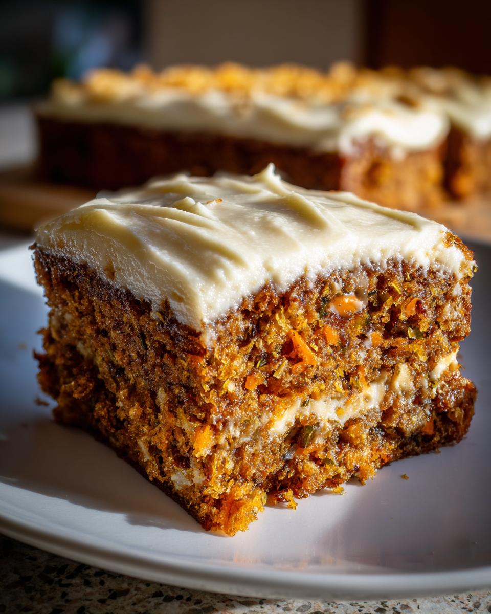 Divine Spiced Ginger Carrot Bars: 100% Delicious 5 Spiced Ginger Carrot and Zucchini Bars with Lemon Cream Cheese Frosting - detail 2