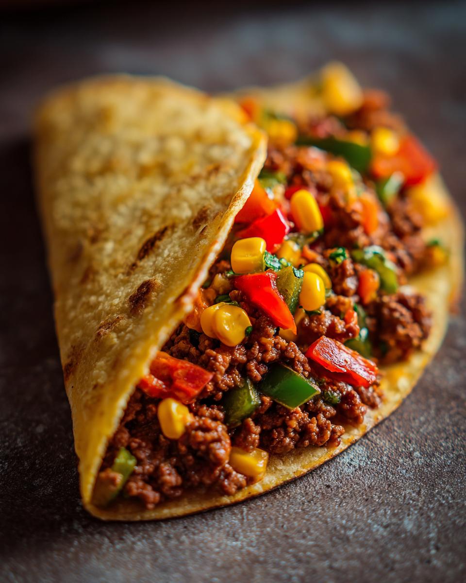 Amazing Veggie-Packed Tacos, 10 Min Prep 5 veggie-packed tacos, taco seasoning, ground beef recipe, corn tacos, bell pepper tacos - detail 1
