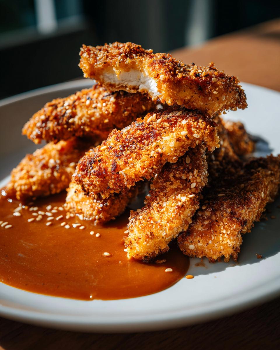 Crispy Sesame Chicken Fingers 3 Ways 6 Crispy Sesame Chicken Fingers with Spicy Peanut Sauce - detail 2