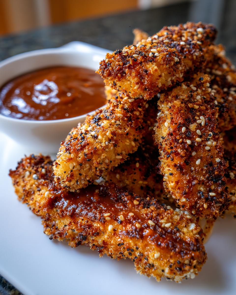 Crispy Sesame Chicken Fingers 3 Ways 7 Crispy Sesame Chicken Fingers with Spicy Peanut Sauce - detail 3