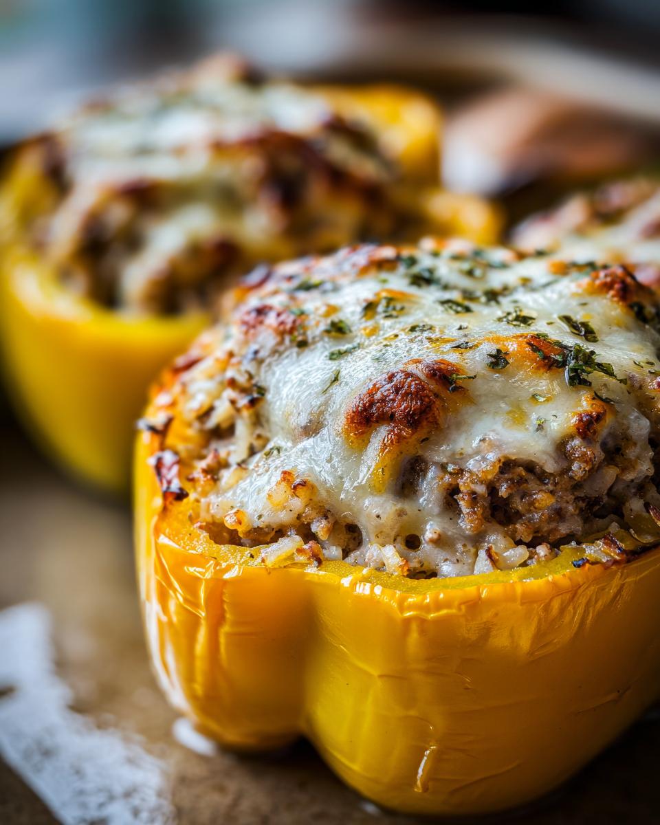 Superb 4 Bell Peppers, Cheese Dinner 5 bell peppers, ground chicken, rice, baked peppers, cheese - detail 2