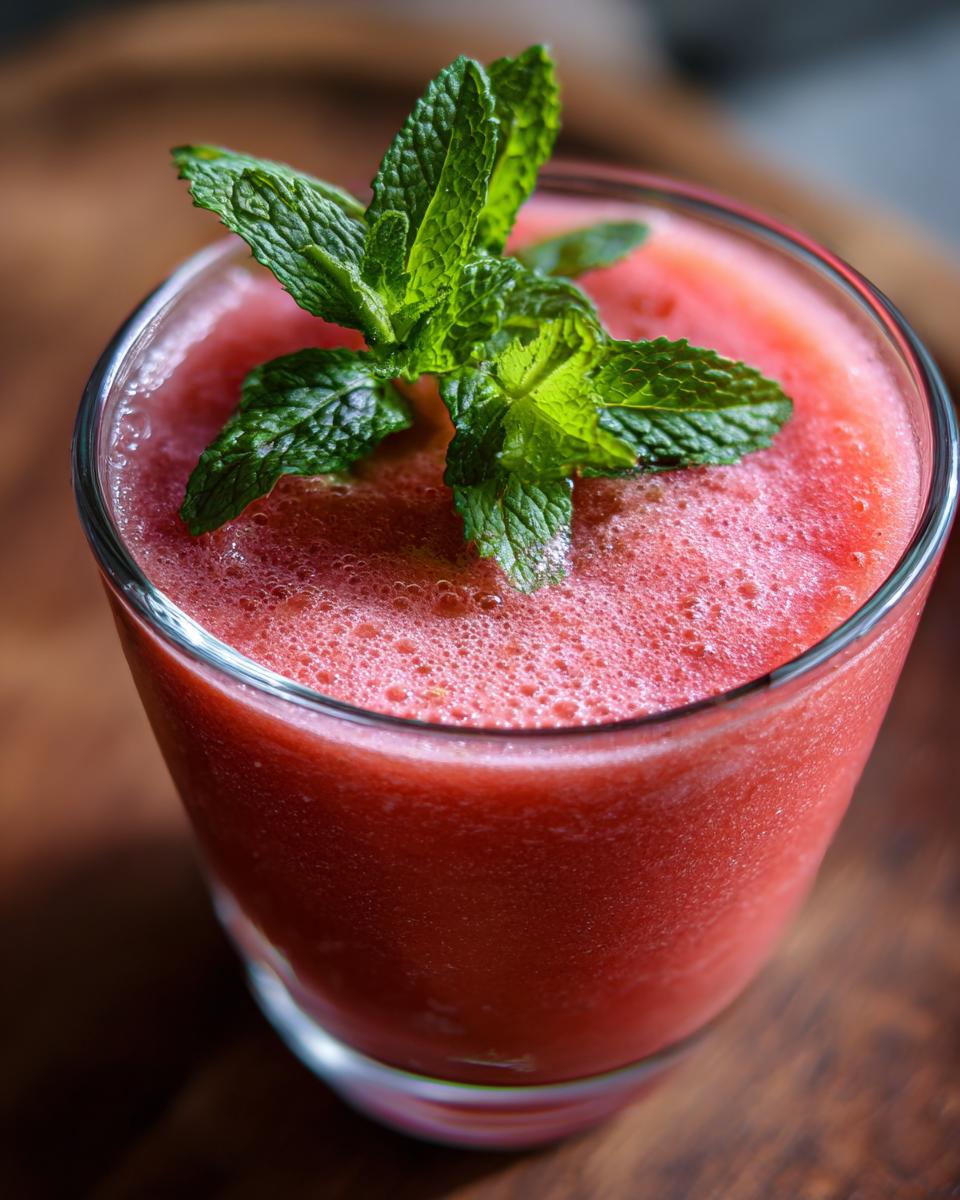 Watermelon Soup: Refreshingly Sweet Delight 5 A glass of chilled Watermelon Soup, garnished with fresh mint leaves.
