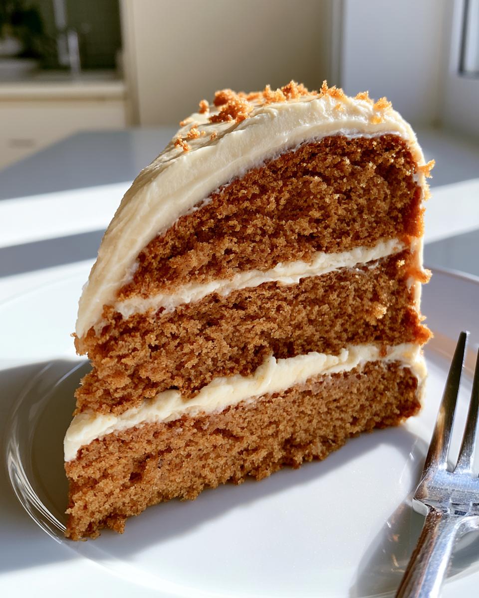Biscoff Cookie Butter Cake Is Pure Comfort Magic 4 A decadent slice of Biscoff Cookie Butter Cake layered with creamy frosting and topped with cookie crumbs.