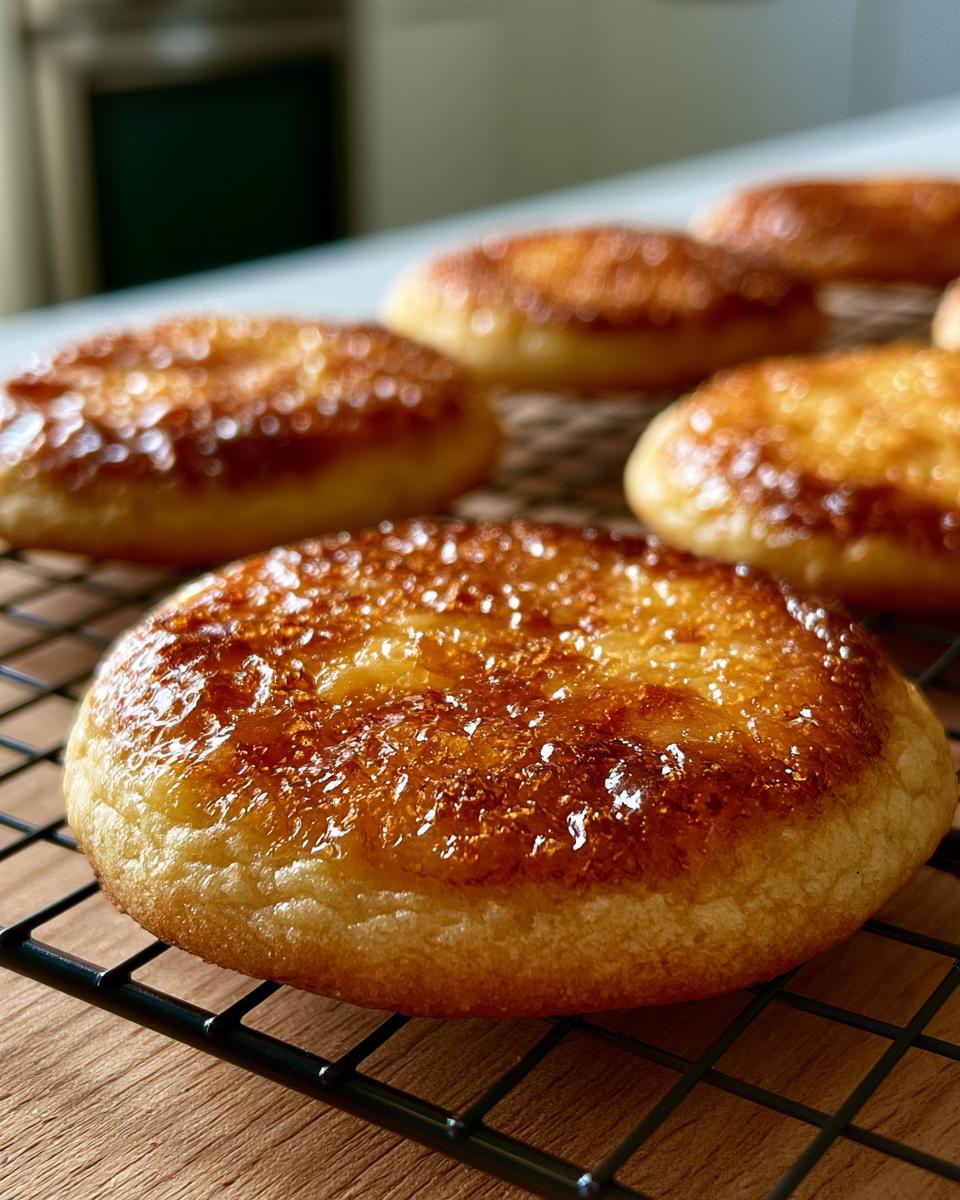 Crème Brûlée Cookies That Crack Perfectly Every Time 4 Close-up of a batch of Crème Brûlée Cookies with a perfectly caramelized sugar crust.