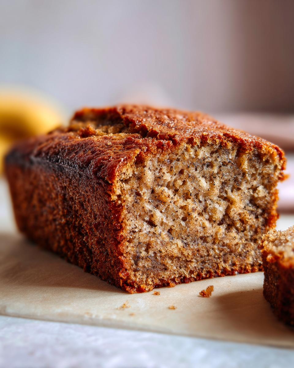 Easy Banana Banana Bread: 1 Loaf of Comfort 5 Close-up of a freshly baked Banana Bread loaf, showing its moist crumb and golden-brown crust.