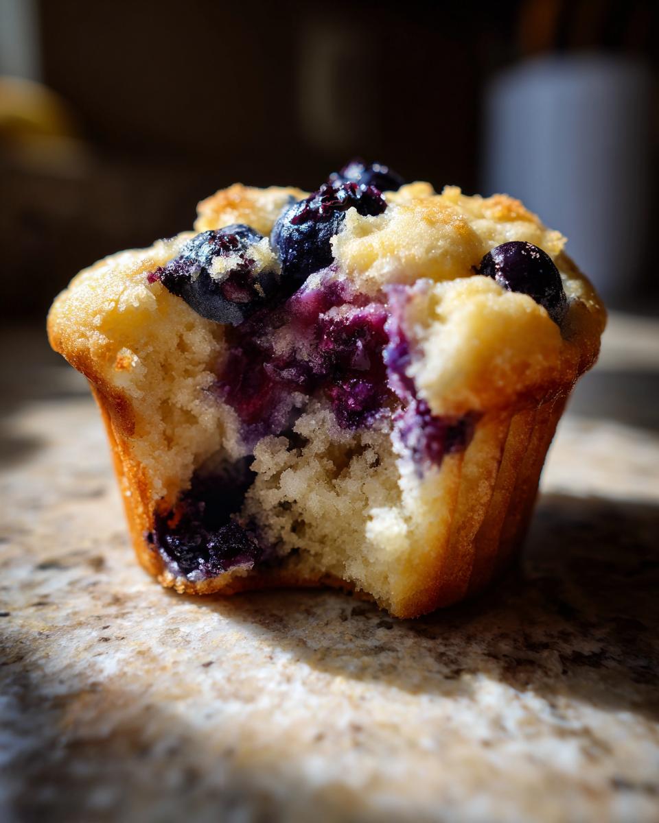 Divine Lemon-Blueberry Treats: 10 Easy Steps 5 Close-up of a delicious Lemon-Blueberry Treat with a bite taken out, revealing juicy blueberries and soft cake.
